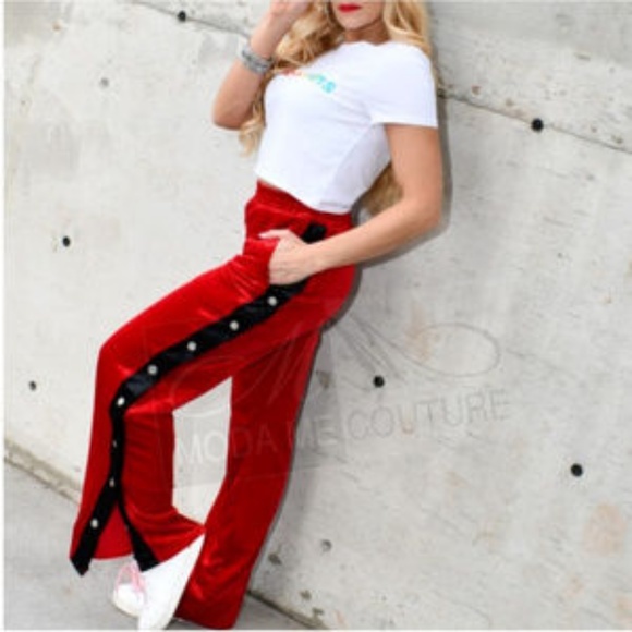 SPORTY DOLLZ Velvet Track Pants - Picture 2 of 4